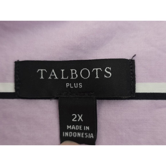 Talbots Plus Lavender Purple Striped Cotton Button Down Shirt 2X Long Sleeve - Picture 6 of 7